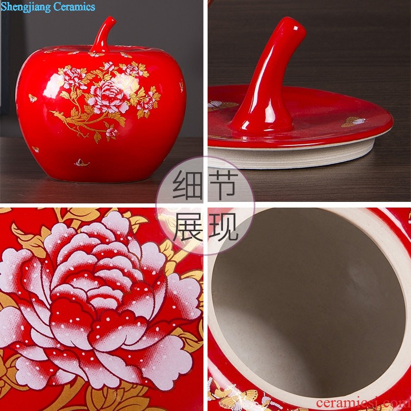 Chinese red vase aj98 jingdezhen ceramics TV ark Chinese style household the sitting room porch decoration crafts