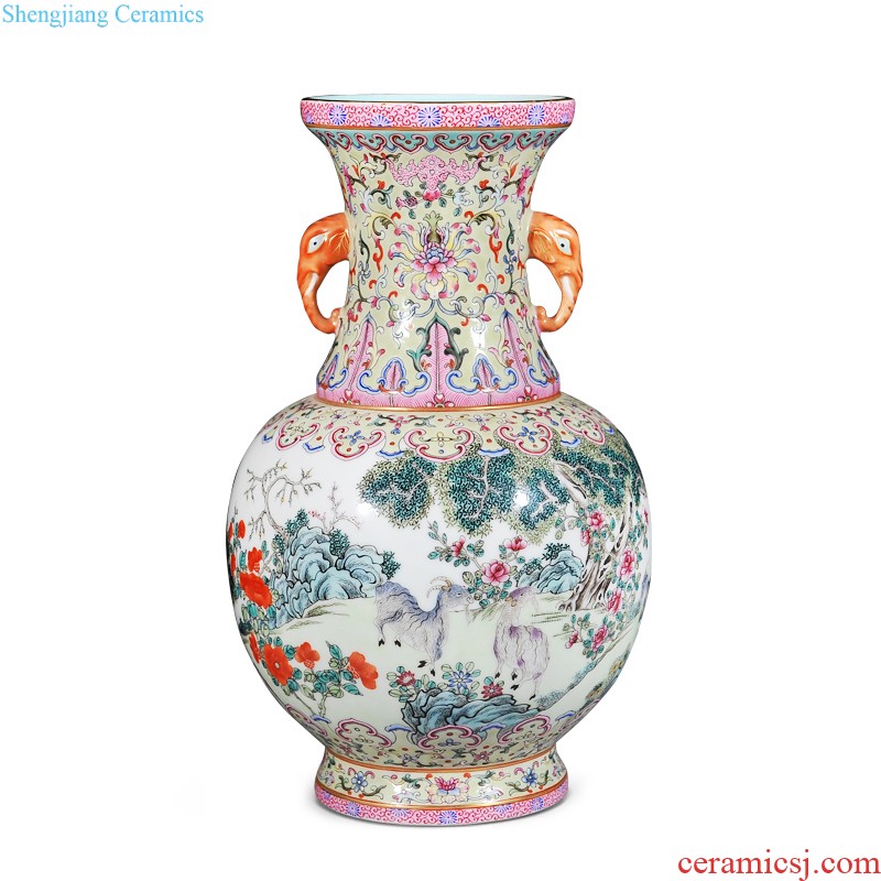 Jingdezhen ceramic imitation qing qianlong emperor kiln enamel colour green, which flower blue lines gall bladder sitting room adornment is placed in the rolling