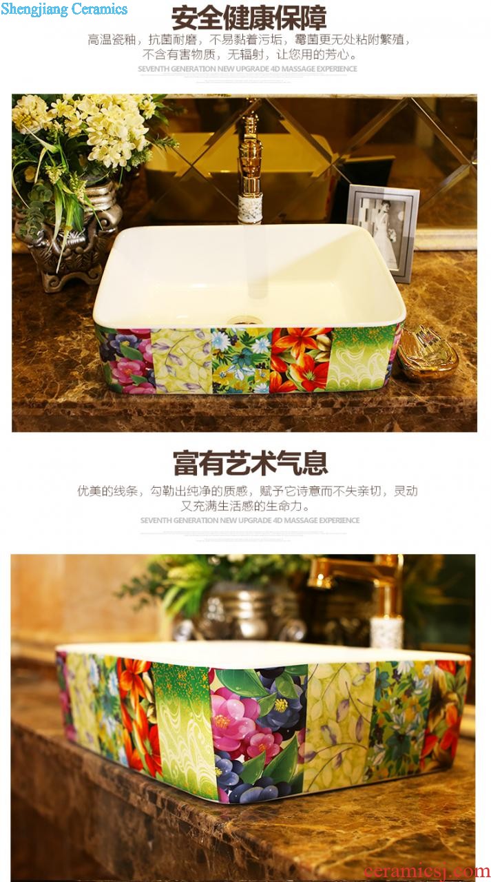 Post, neat square on the art of jingdezhen ceramic bowl lavatory sink basin peony square yellow gold