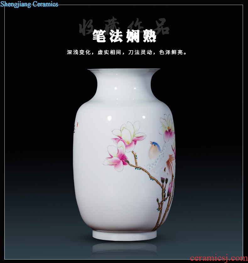 Jingdezhen ceramics China red pomegranate bottle vase hand-painted landscape painting large living room office furnishing articles ornament