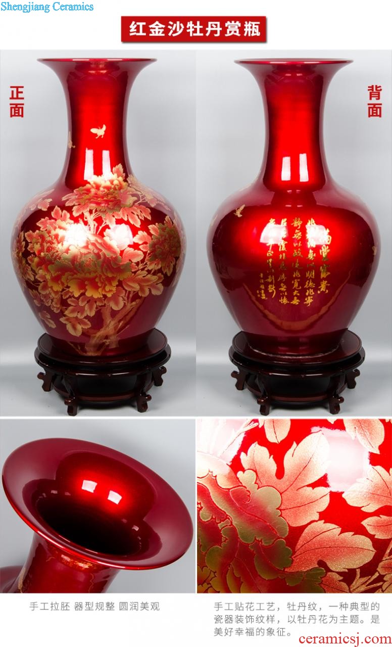 Jingdezhen ceramics high vases, flower arranging ruby red bottle gourd landing place large e084 sitting room porch decoration