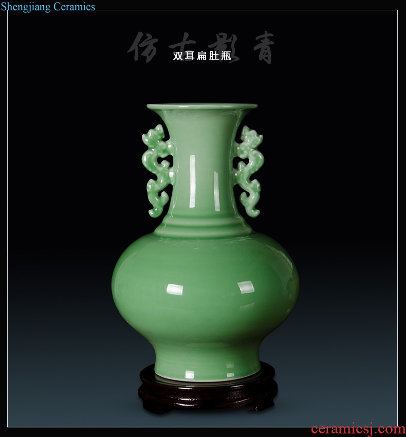 Jingdezhen ceramics three-piece vase furnishing articles flower arrangement of Chinese style porch decoration home decoration large living room