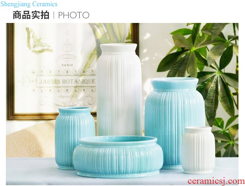 Jingdezhen ceramic dry flower vases, creative new Chinese style living room TV cabinet flower arranging household porcelain ornaments furnishing articles