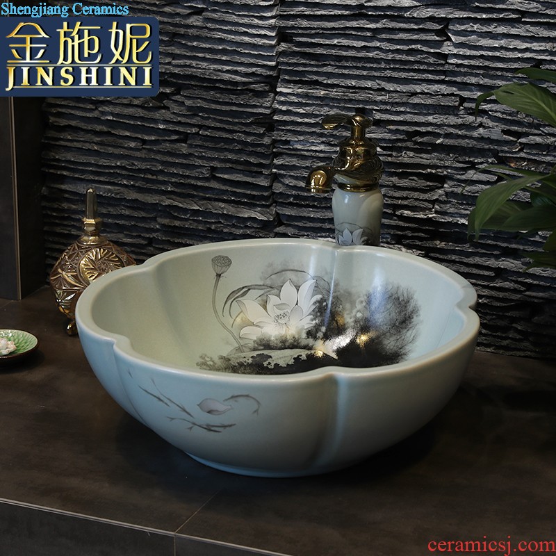 Nordic ceramic art on the stage basin sink round small family toilet small balcony wash basin