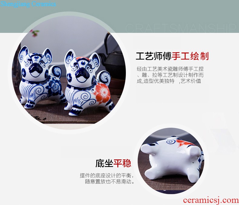 Jingdezhen ceramics pu 'er tea pot with cover seal Chinese blue and white porcelain decoration furnishing articles large sitting room