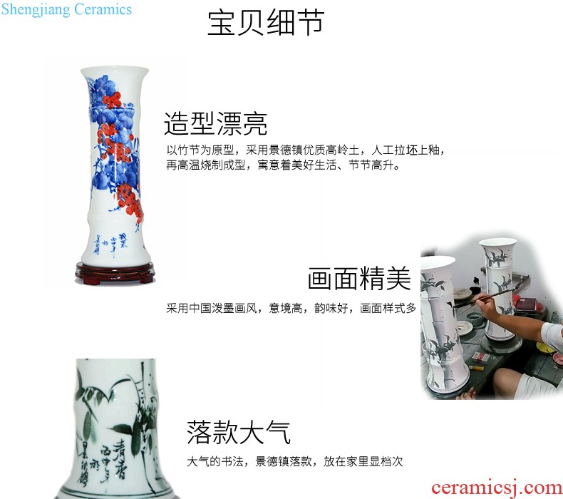 Jingdezhen ceramic blue and white porcelain vase furnishing articles sitting room of Chinese style restoring ancient ways is the dried flower arrangement home home decoration