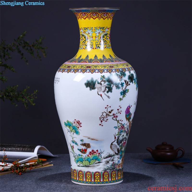 Jingdezhen ceramic glaze crystal crystal red peony vase of large modern home sitting room handicraft decorative furnishing articles