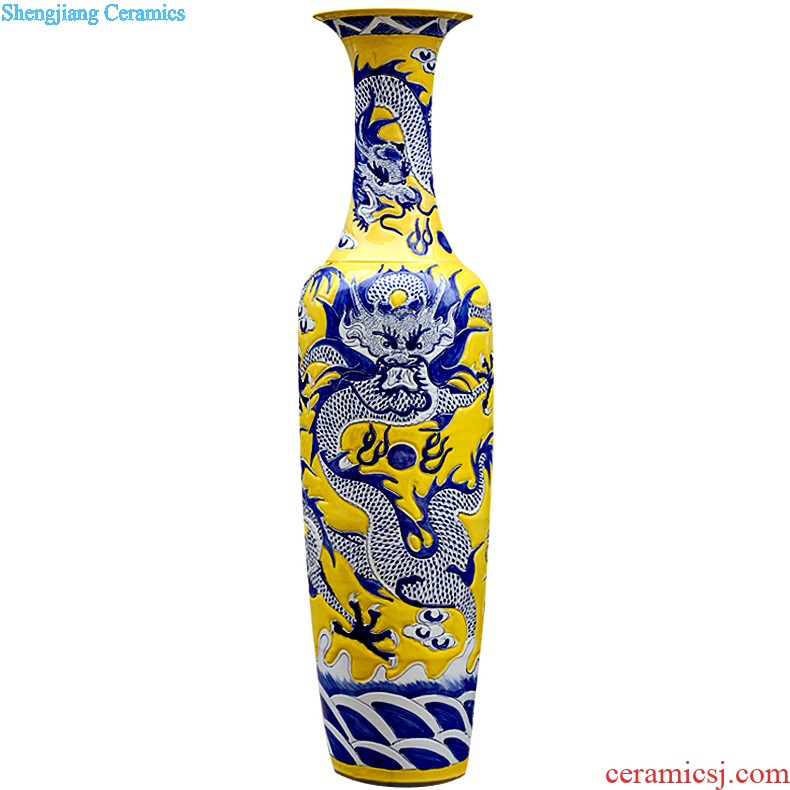 Jingdezhen ceramics hand-painted magnolia anaglyph floor big vase sitting room background wall furnishing articles e165 ornament