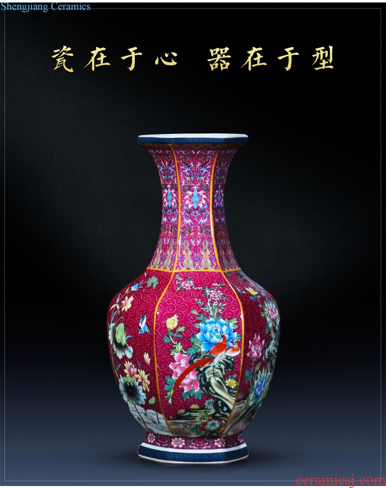 Jingdezhen ceramics of large vases, large hand-painted scenery sitting room of Chinese style household decorations manual quiver