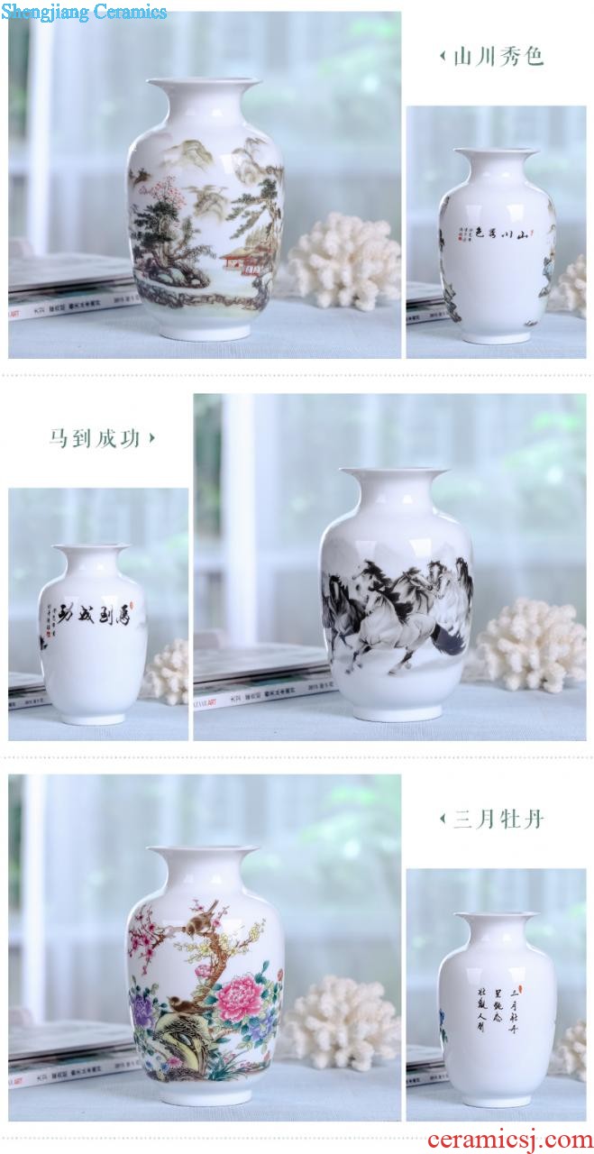 Jingdezhen ceramics vase furnishing articles Famous hand-painted scenery thin body porcelain bottle of new Chinese style living room decoration