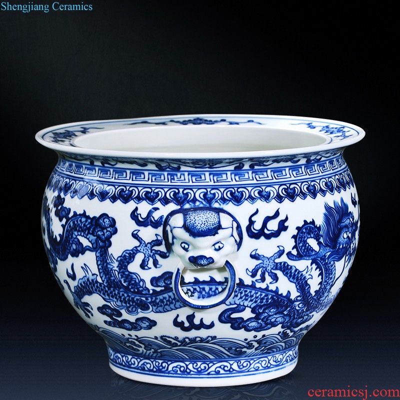 Jingdezhen ceramics hand-painted blue and white porcelain vase general storage jar jar of furnishing articles of new Chinese style household ornaments