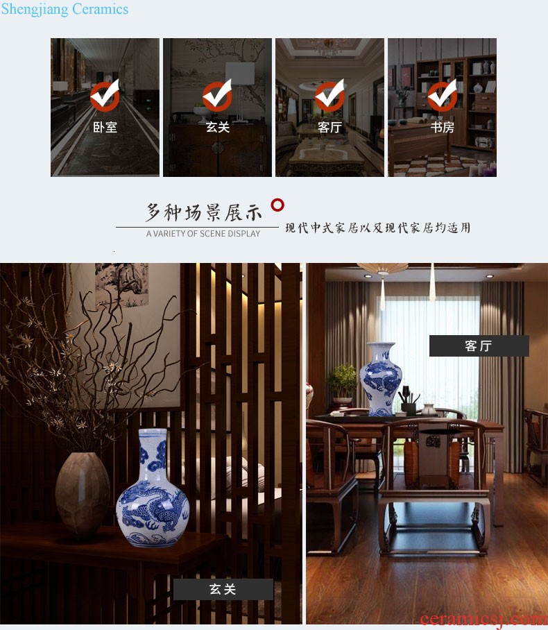 Jingdezhen ceramics hand blue and white porcelain vase large sitting room of new Chinese style household adornment TV ark furnishing articles