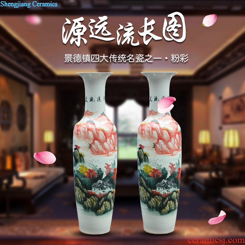 E197 jingdezhen ceramics of large blue and white porcelain vase and landscape painting home sitting room adornment is placed his feet