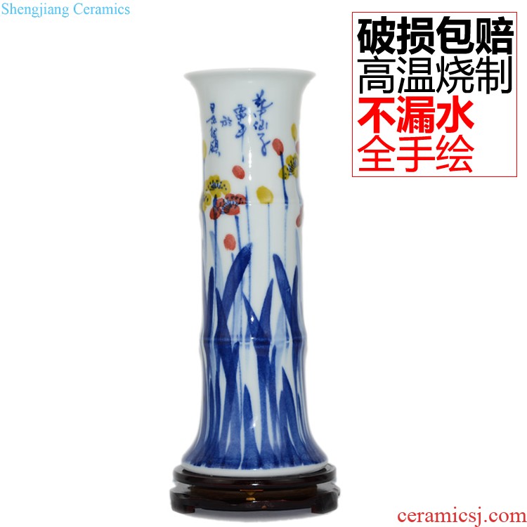 Jingdezhen ceramic blue and white porcelain vase furnishing articles sitting room of Chinese style restoring ancient ways is the dried flower arrangement home home decoration