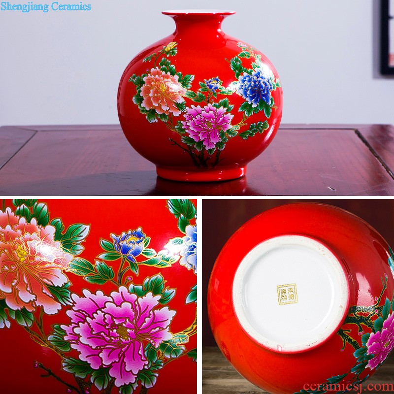 Jingdezhen ceramics vase furnishing articles hand-painted flower is blue and white porcelain bottle of flower arranging Chinese style living room decoration