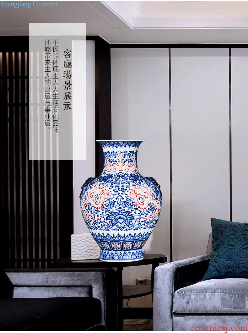 Jingdezhen ceramics of large vases, large hand-painted scenery sitting room of Chinese style household decorations manual quiver