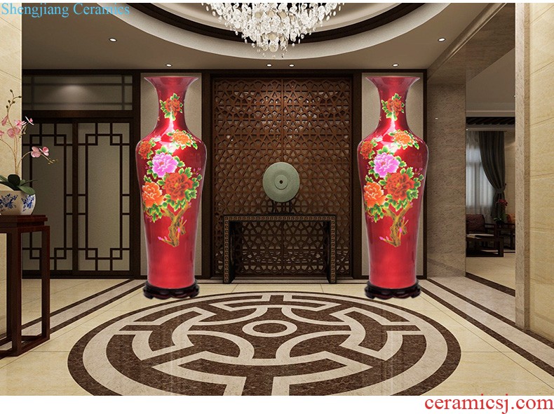 Jingdezhen ceramics red large vases, flower arranging Chinese style household adornment handicraft furnishing articles large living room