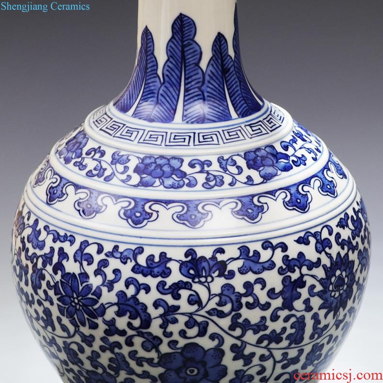 Jingdezhen ceramics new Chinese style household furnishing articles blue and white porcelain vase hand-painted landscape flower arrangement sitting room adornment