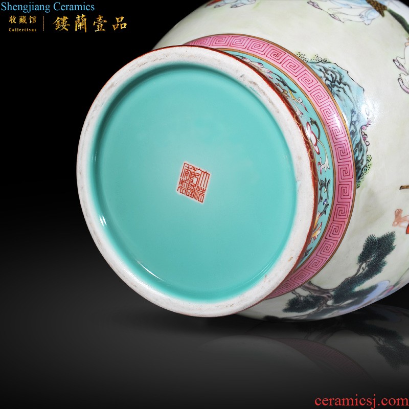 Jingdezhen imperial kiln chinaware imitation qing qianlong offering blue paint painting decorative pattern mei bottles of sitting room home decoration furnishing articles