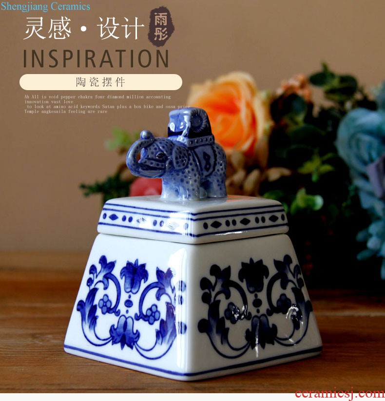 | jingdezhen blue and white ceramics/rain tong household contracted round ceramic pot furnishing articles Household adornment ornament