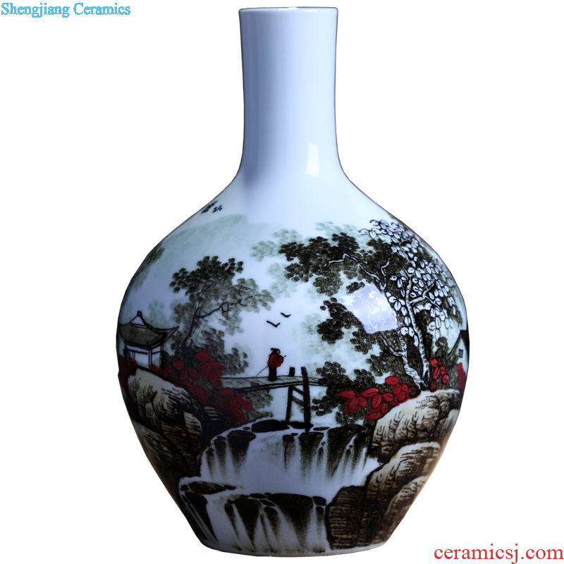 Jingdezhen ceramics flower arranging decorative furnishing articles Hand painted pastel kam tong wealth vase Chinese arts and crafts sitting room