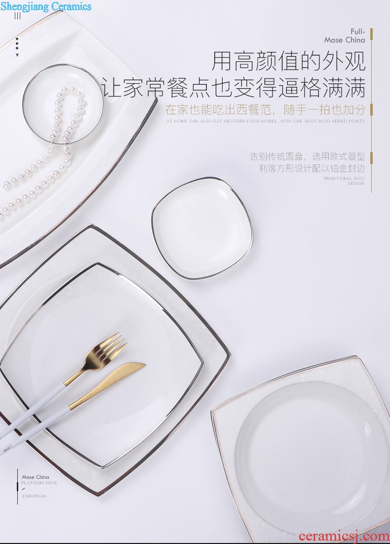 inky Jingdezhen porcelain tableware suite exquisite Chinese pure white porcelain bowl chopsticks dishes home dishes gift set