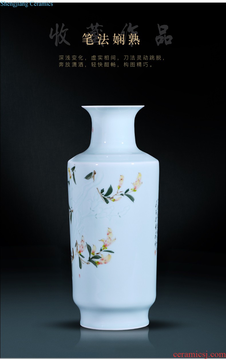 Jingdezhen ceramics half knife mud under the glaze color hand-painted green glaze vase bamboo reports of contemporary and contracted household adornment