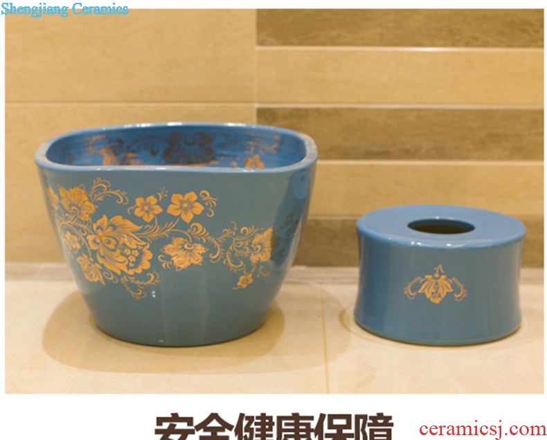 Koh larn, neat package mail Jingdezhen ceramic art mop basin mop mop pool pool bathroom fangyuan bamboo flowers and birds