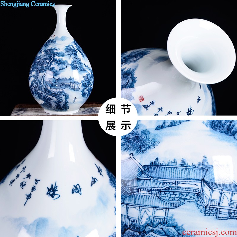 D2 jingdezhen ceramics binaural high landing big vase furnishing articles flower arranging archaize sitting room decoration home decoration