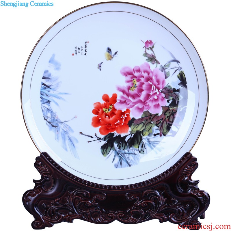 Jingdezhen ceramics hand-painted porcelain plate painting landscapes sitting room porch decoration of Chinese style household hang dish mural arts and crafts