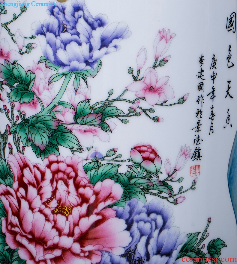 Jingdezhen ceramics famous hand-painted flower arranging device of blue and white porcelain vase furnishing articles rich ancient frame sitting room decoration