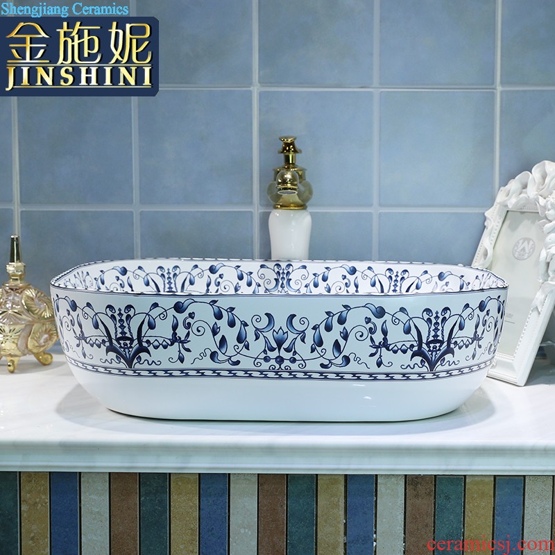 Basin of Chinese style on the sink on the ceramic lavatory square personality and artistic basin waist drum basin restoring ancient ways