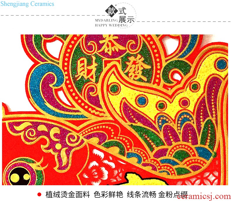 Chinese New Year everyone wall post glass paste paper-cut window layout Move the gate stick flannelette decorations in the New Year