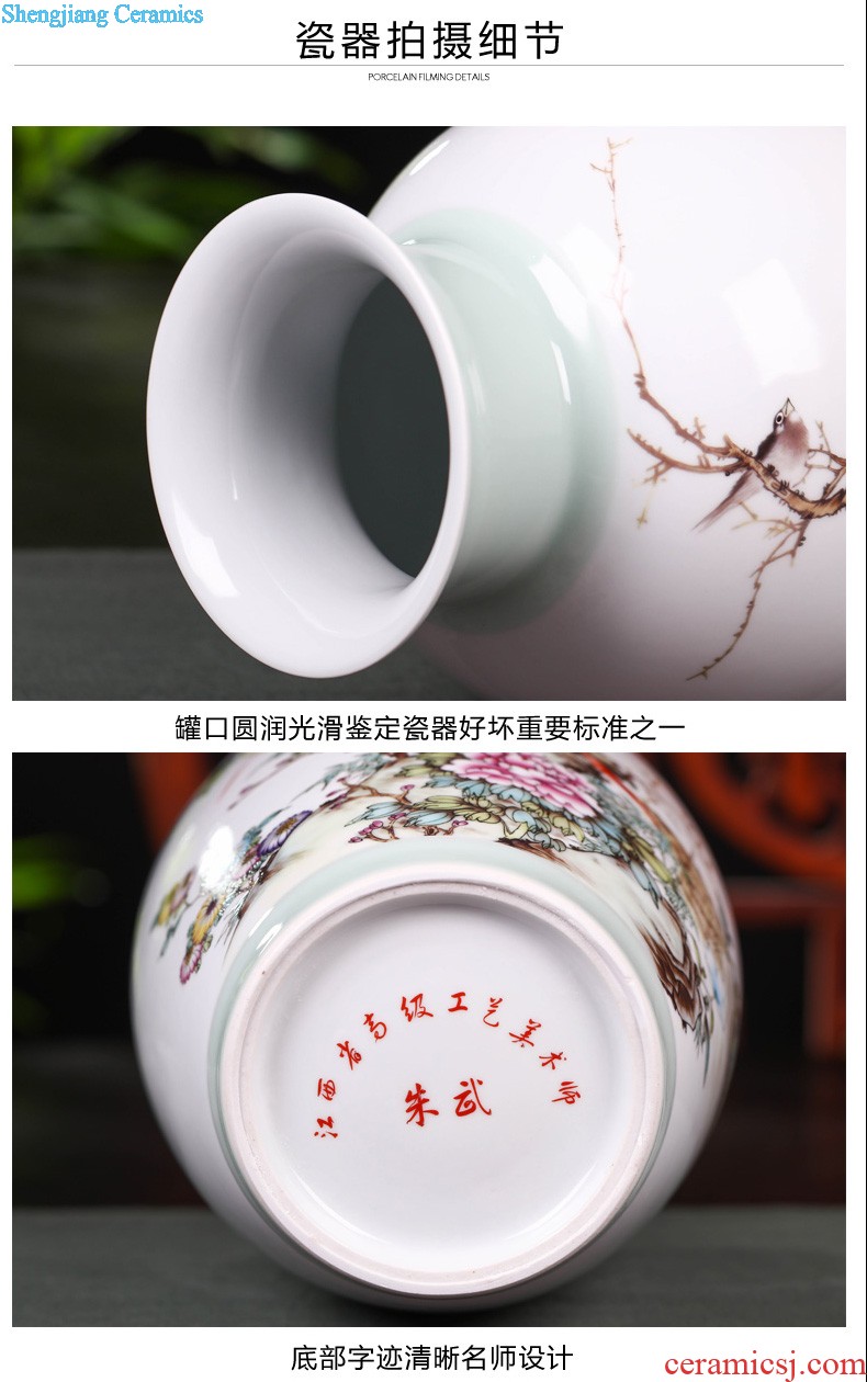 New Chinese style of jingdezhen ceramics creative hand-painted flowers and birds three-piece floret bottle of home sitting room adornment is placed