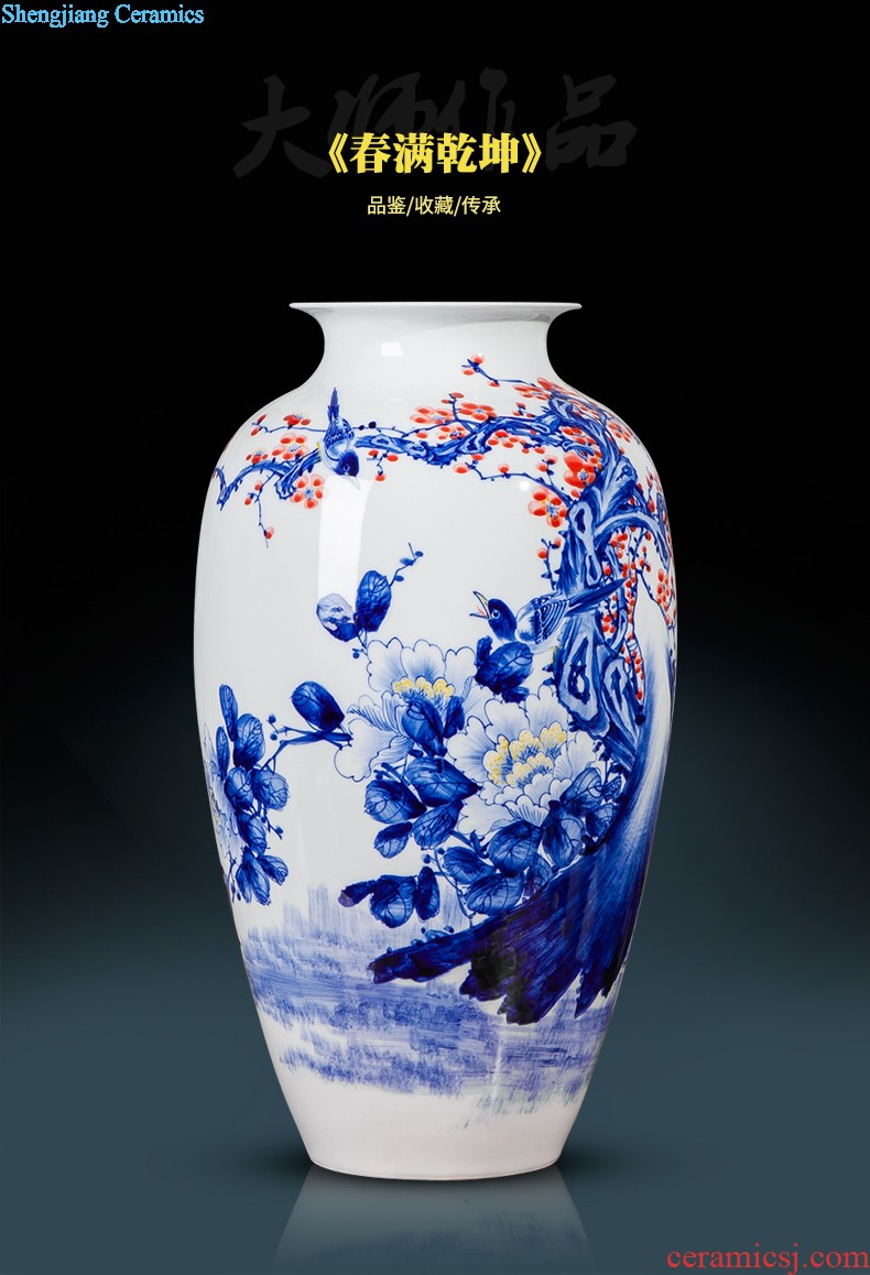 Jingdezhen ceramic powder enamel famous hand-painted vases, harmony is the sitting room of Chinese style household rich ancient frame decorative furnishing articles