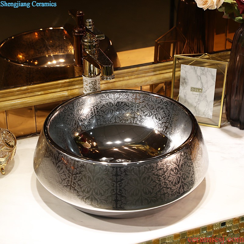 Gold cellnique stage basin of jingdezhen ceramic lavabo that defend bath lavatory basin Square glass stones