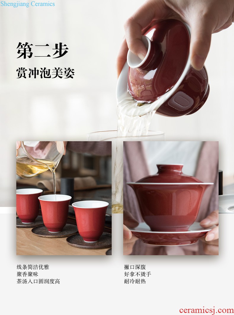 Them only three tureen suit jingdezhen ceramic cups thin body sample tea cup tea bowl glass cup gift box