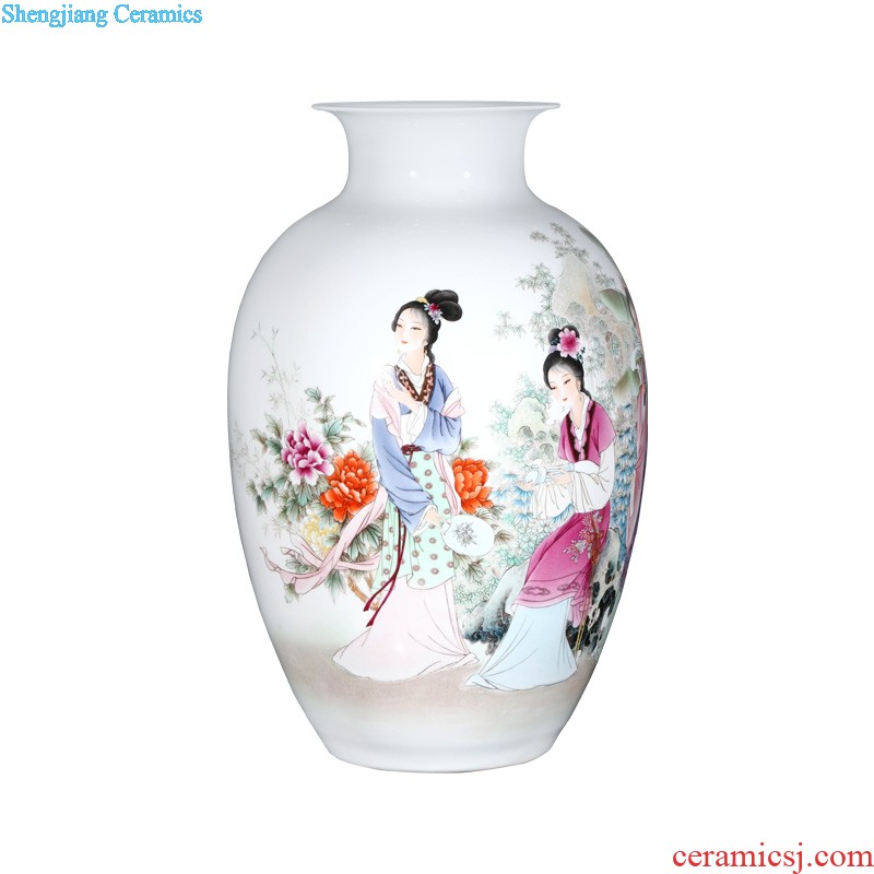 Jingdezhen ceramics by hand draw pastel scenery of the ancient village new sitting room of Chinese style household furnishing articles amorous feelings of the vase