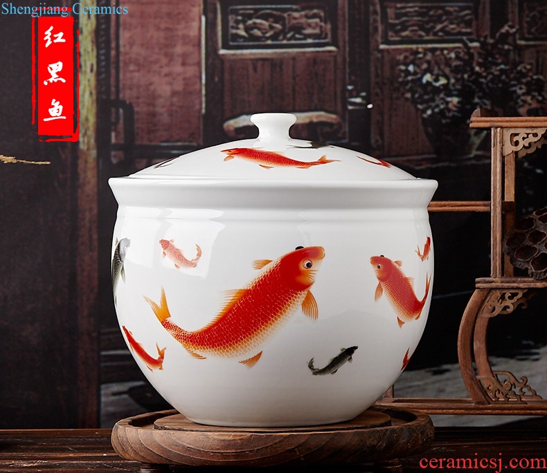 Merry jingdezhen porcelain ceramic barrel 10 jins 20 jins magnesium 2 ricer box pickles pickled meat jar with cover money-box