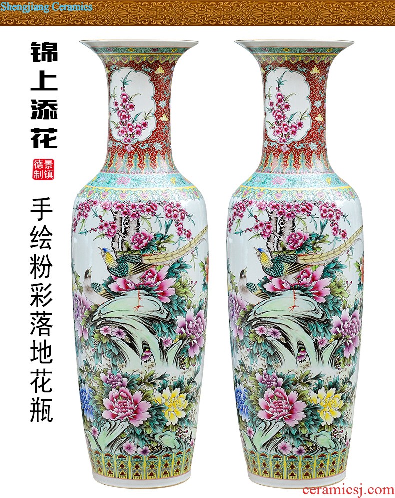 Jingdezhen ceramics hand-painted porcelain imitation qianlong year bucket color vases, flower arranging new Chinese style sitting room adornment is placed