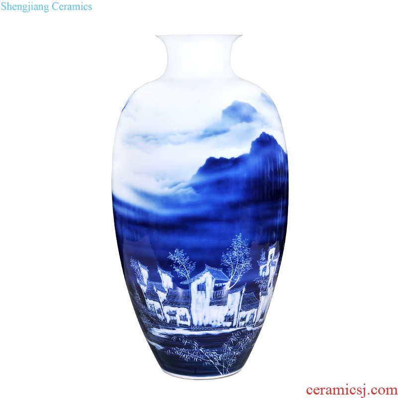 Jingdezhen ceramics antique blue-and-white youligong longfeng general small pot vase Chinese sitting room adornment is placed