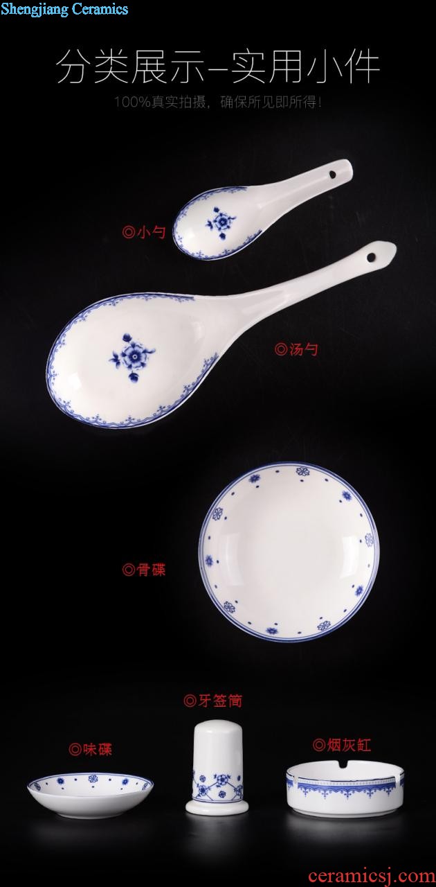 inky Jingdezhen ceramic tableware dishes suit 56 of the head of household bone bowls dish bowl chopsticks Chinese style