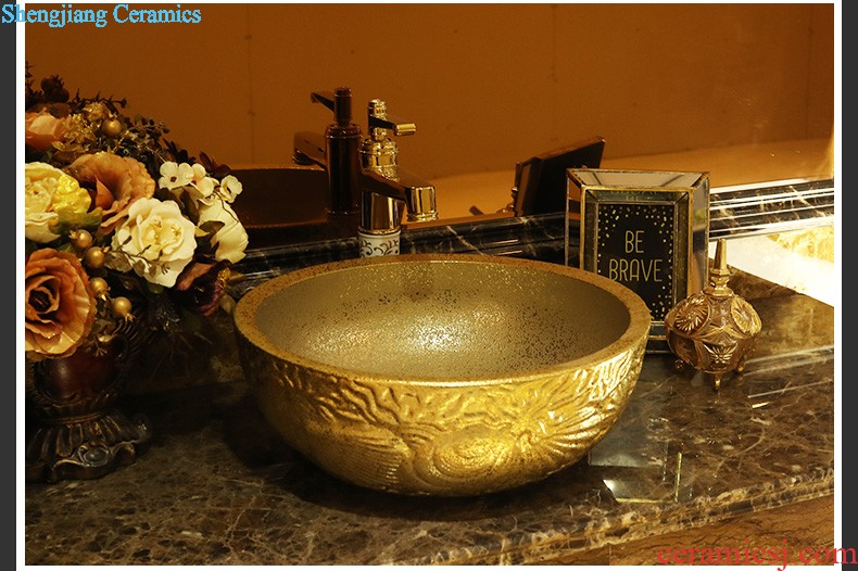 Gold cellnique ceramic face basin bathroom sink basin bathroom sinks rectangle sink on green qing