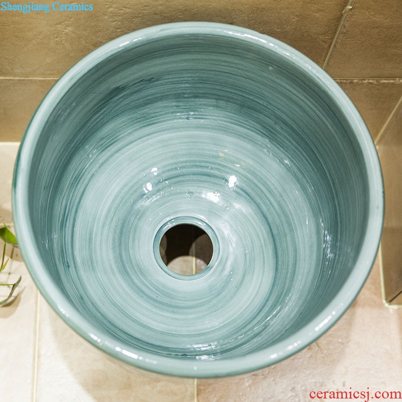 Koh larn, qi ceramic art basin mop mop pool ChiFangYuan one-piece mop pool blue and white crack diameter 40 cm