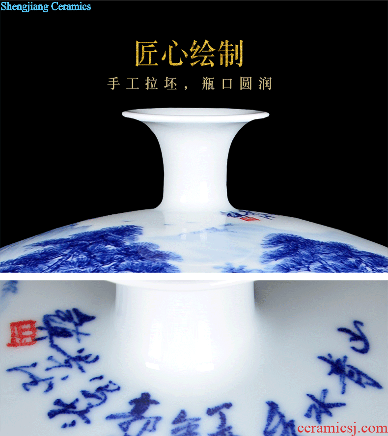 Jingdezhen ceramic handicraftsmen scroll painting and calligraphy calligraphy and painting cylinder cylinder study large sitting room adornment is placed ground vase