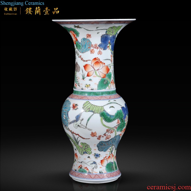 Jingdezhen ceramic the qing emperor kangxi emperor kiln colorful pheasant peony PND tail-on vase sitting room adornment style furnishing articles