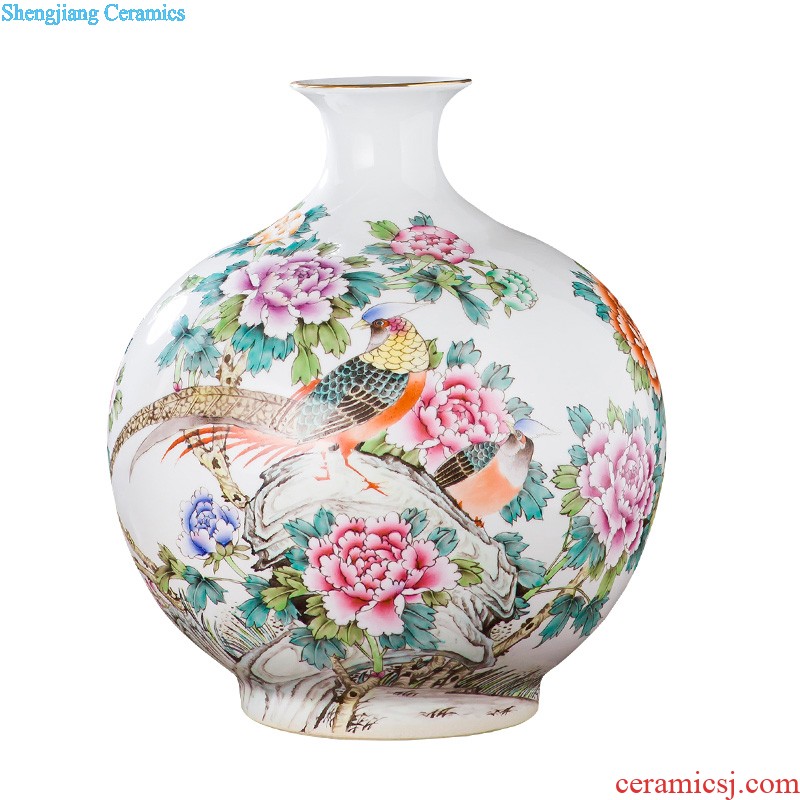 Famous master of jingdezhen ceramics hand-painted vases sitting room adornment is placed Chinese landscape painting porch decoration