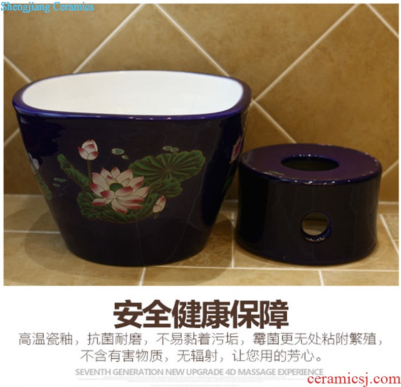 Koh larn, qi ceramic sanitary ware of toilet stage basin sink toilet lavatory basin hand-painted plum blossom