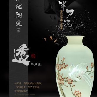 Jingdezhen ceramics vase flower arranging hand-painted frame bear sitting room New Chinese style household adornment TV ark