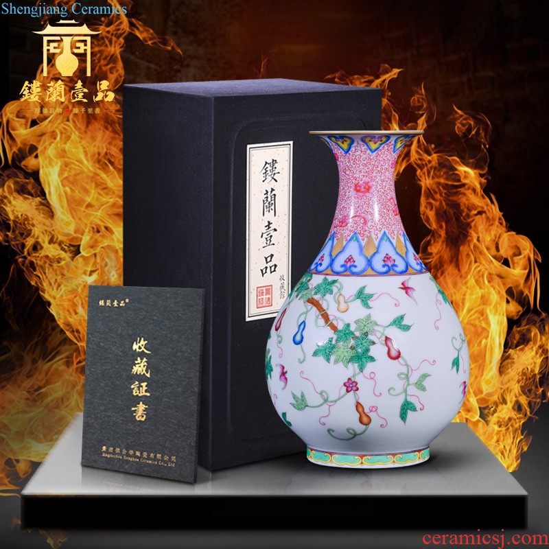 Jingdezhen ceramics hand-painted thin foetus flower vase porch sitting room of Chinese style household decorative gift furnishing articles